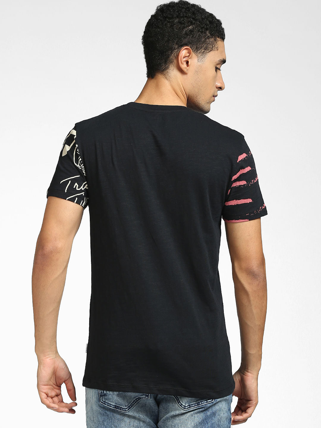 Black Graphic Print Crew Neck T-shirt