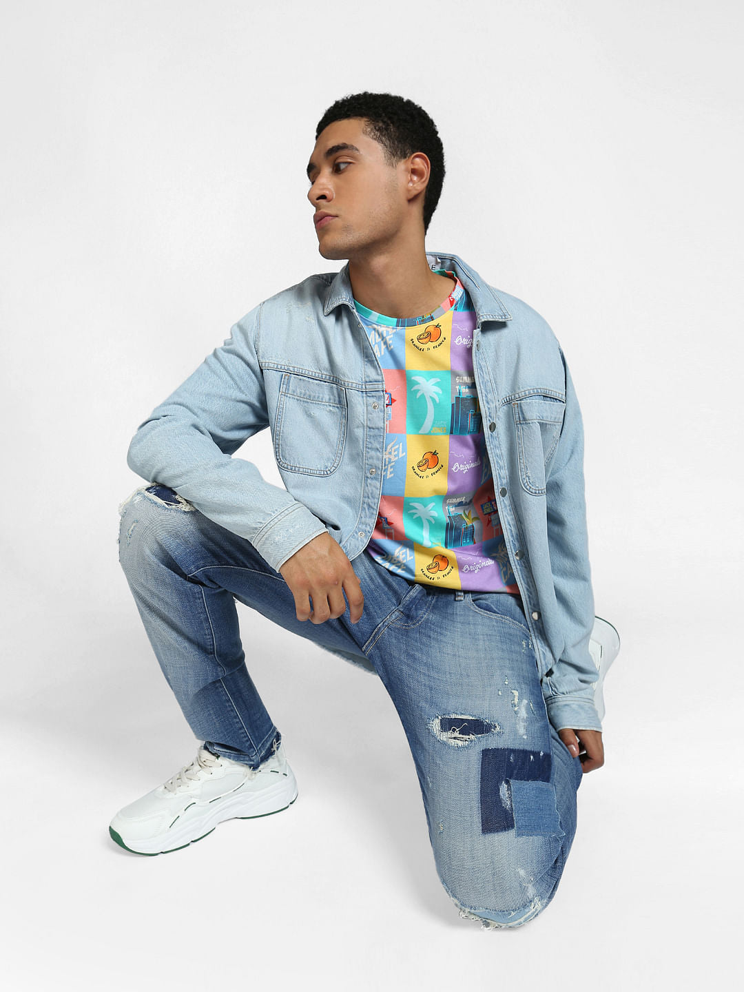 Multi-coloured Graphic Print Crew Neck T-shirt - S