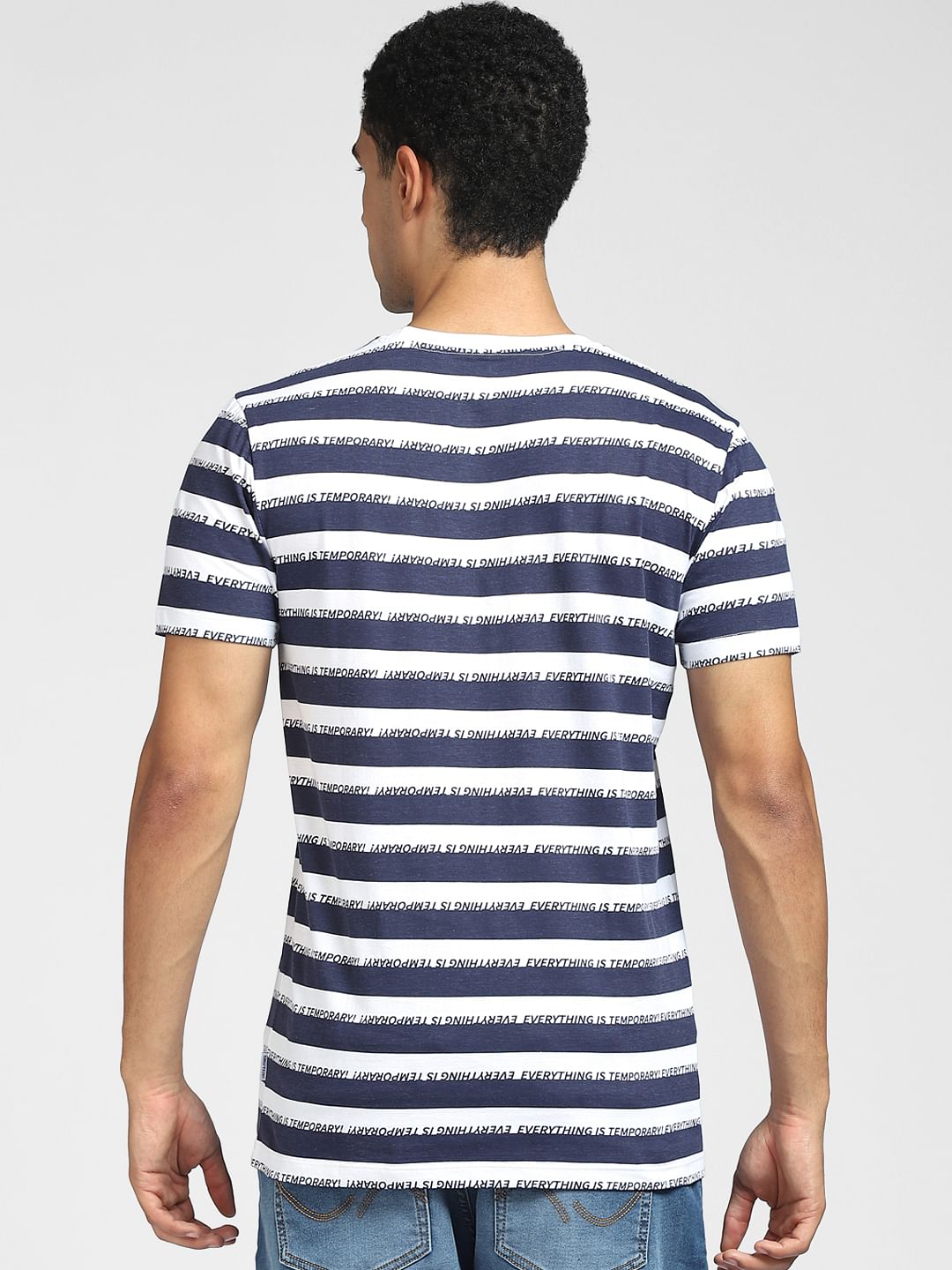 Blue Striped Crew Neck T-shirt