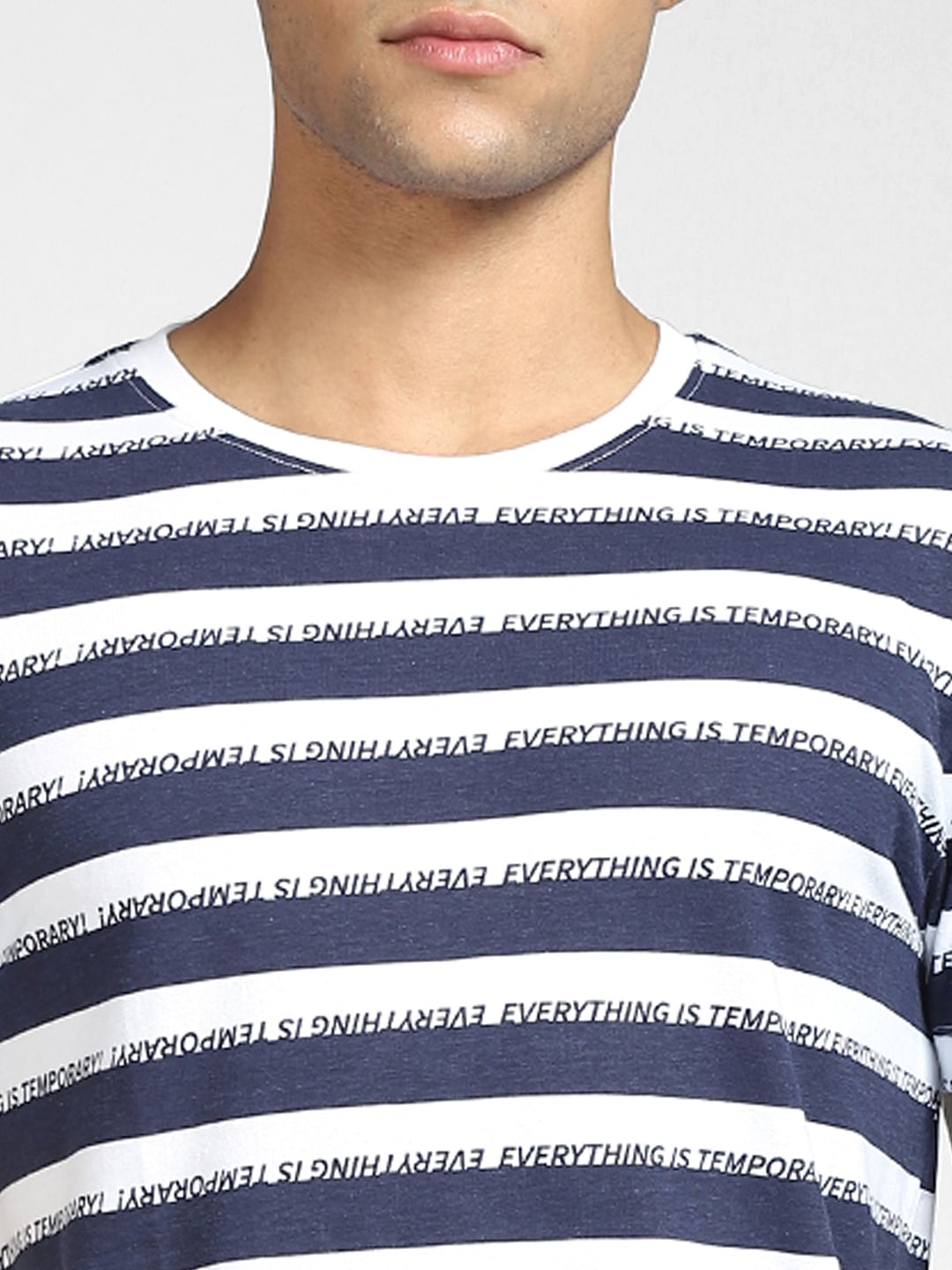 Blue Striped Crew Neck T-shirt