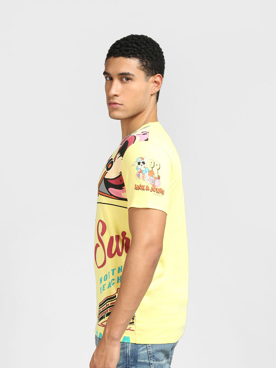 Yellow Graphic Print Crew Neck T-shirt