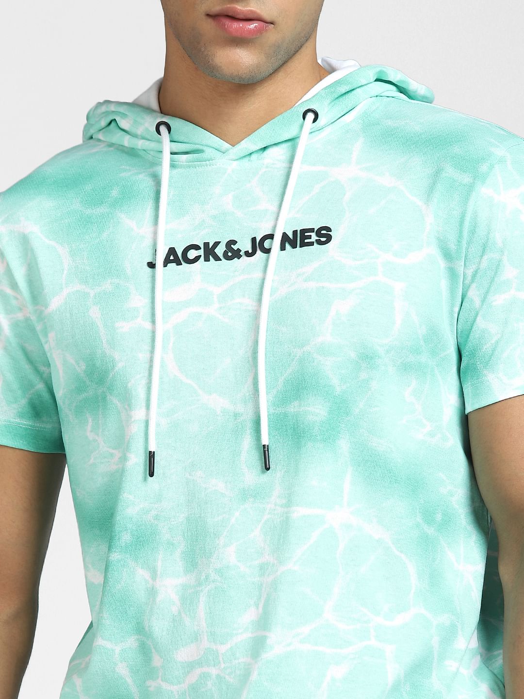 Green Tie Dye Hooded Co-ord T-shirt