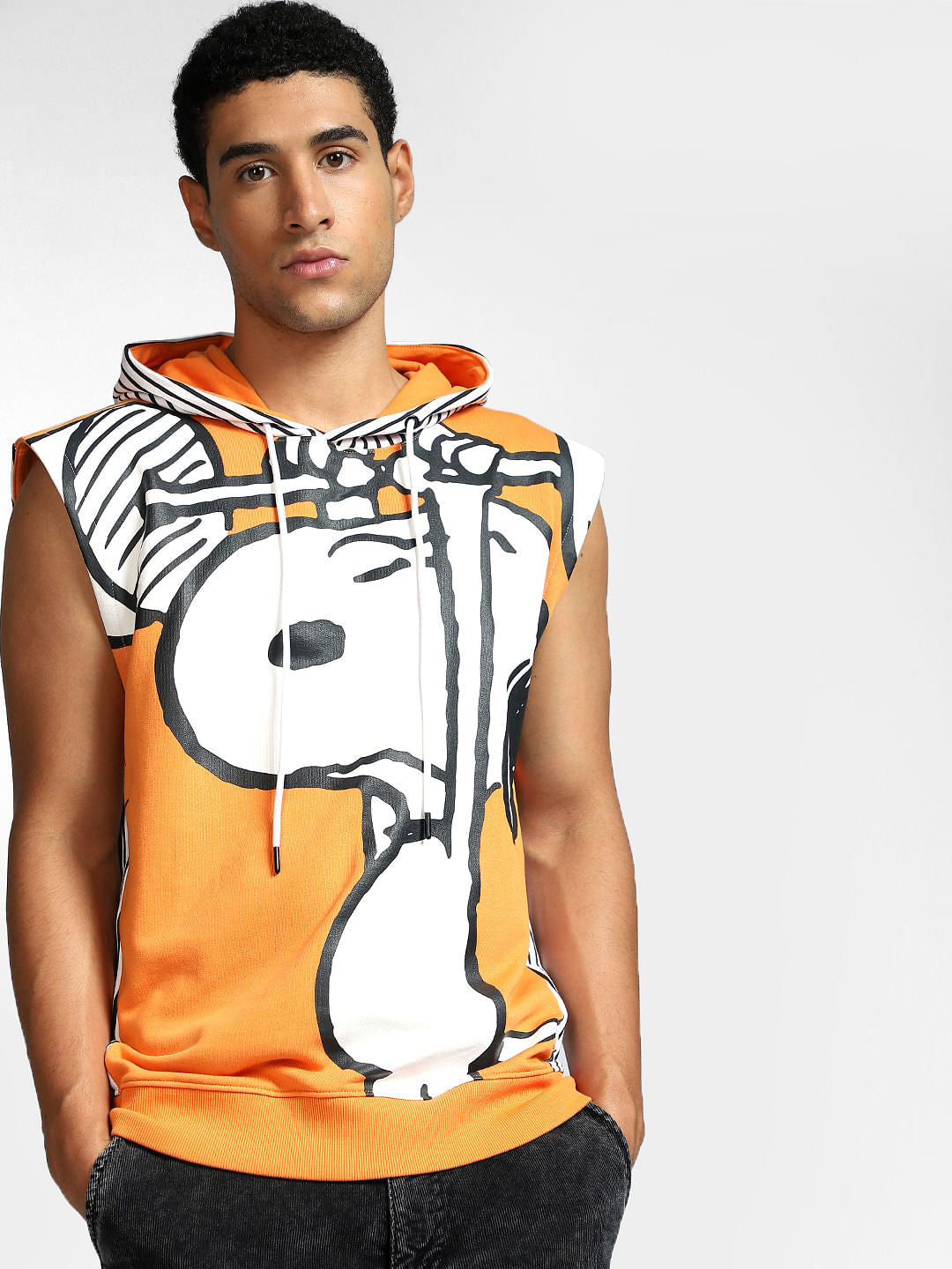 X PEANUTS Sleeveless Graphic Print Hoodie