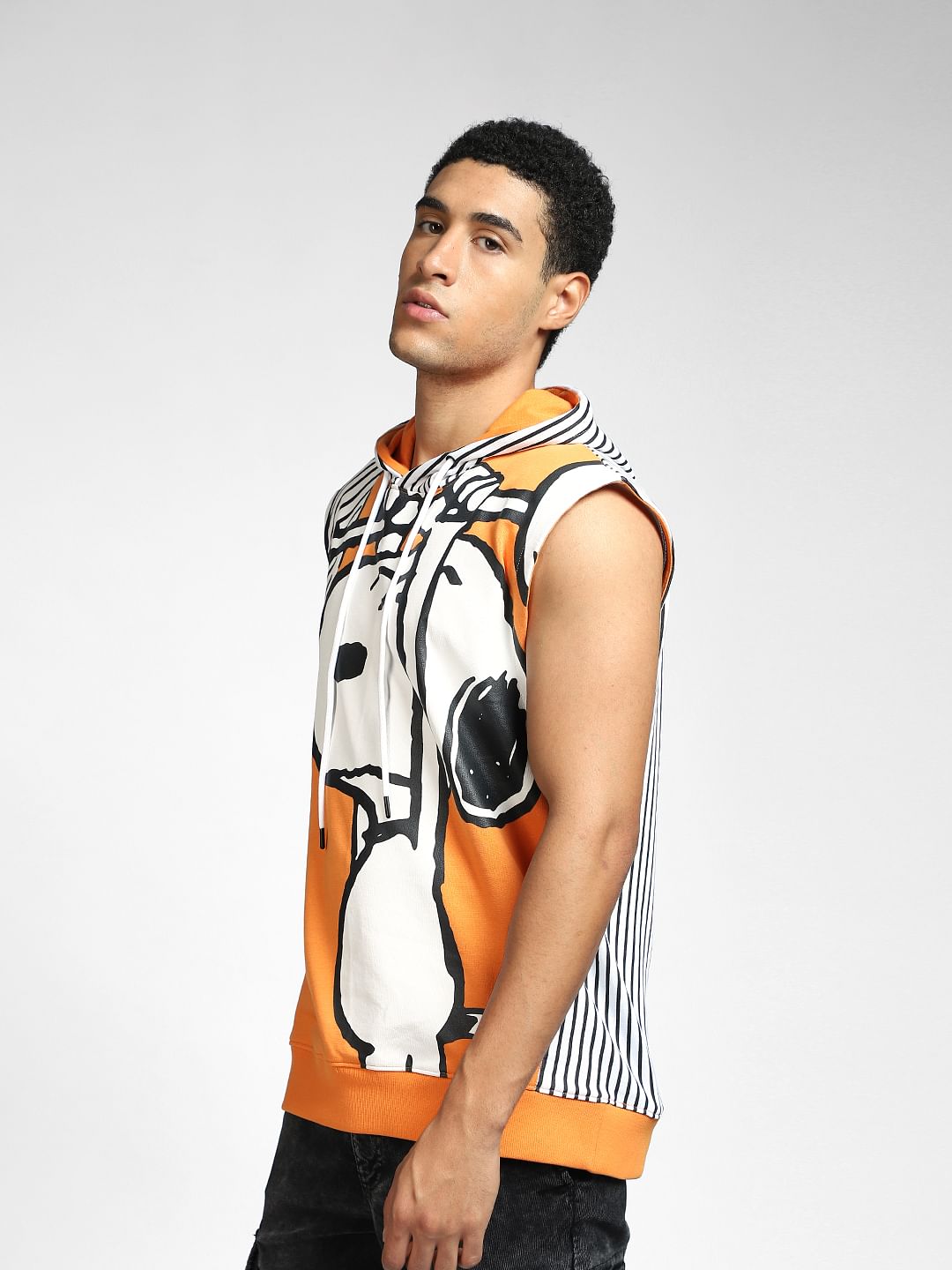 X PEANUTS Sleeveless Graphic Print Hoodie
