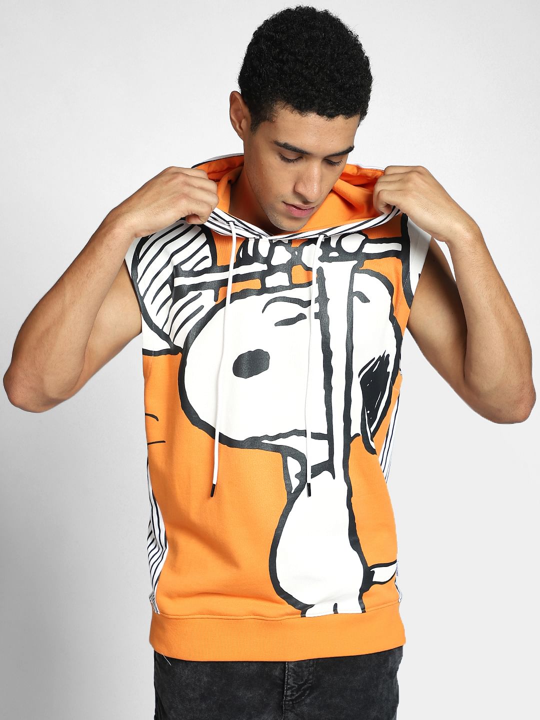 X PEANUTS Sleeveless Graphic Print Hoodie