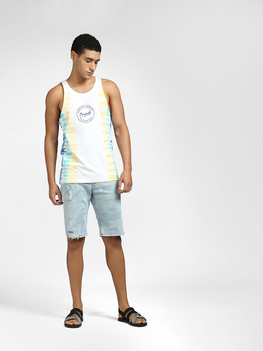 White Tie Dye Sleeveless T-shirt
