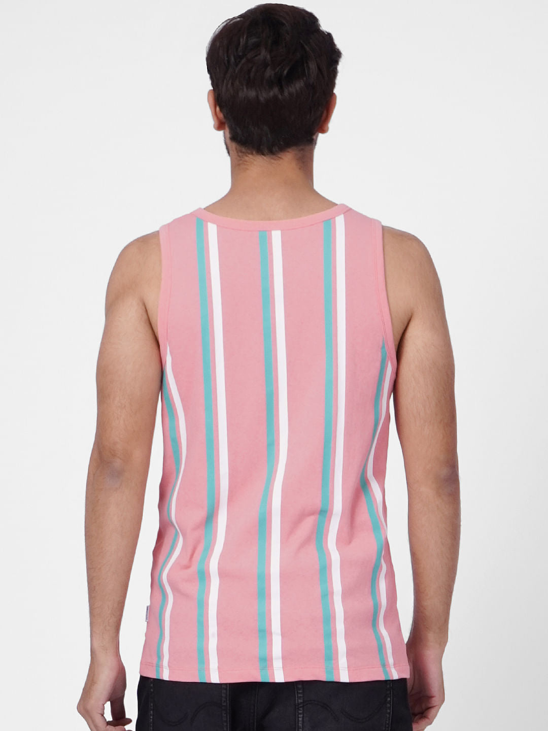 Pink Striped Sleeveless T-shirt