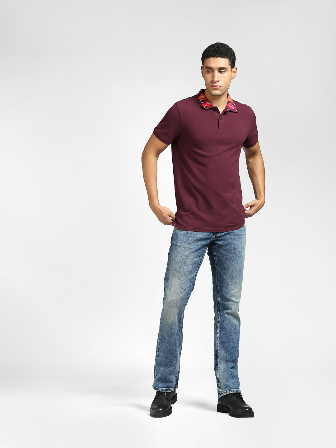 Burgundy Polo Neck T-shirt