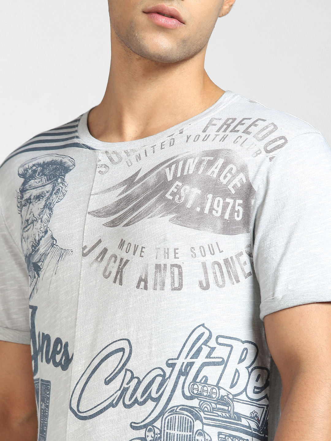 Grey Graphic Print Crew Neck T-shirt