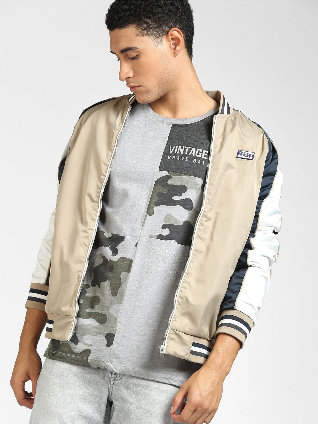 Grey Camo Crew Neck T-shirt - S
