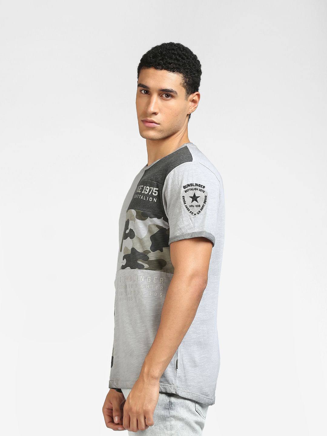Grey Camo Crew Neck T-shirt