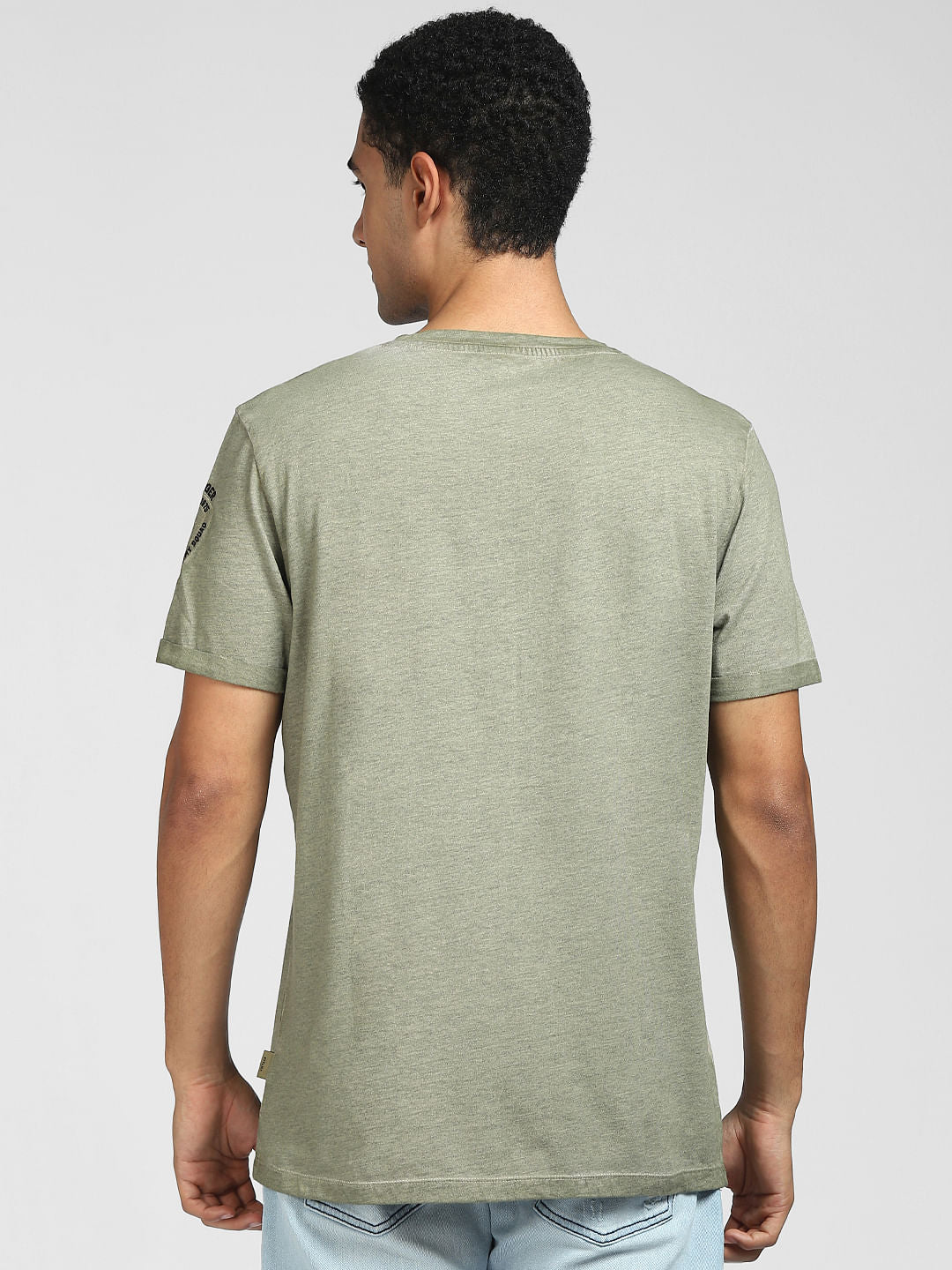 Green Ctect Print Crew Neck T-shirt