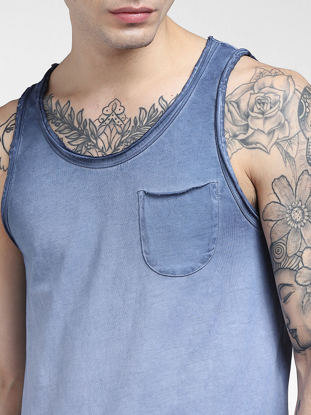 Blue Sleeveless T-shirt