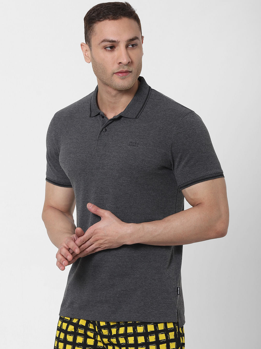 Grey Polo Neck T-shirt