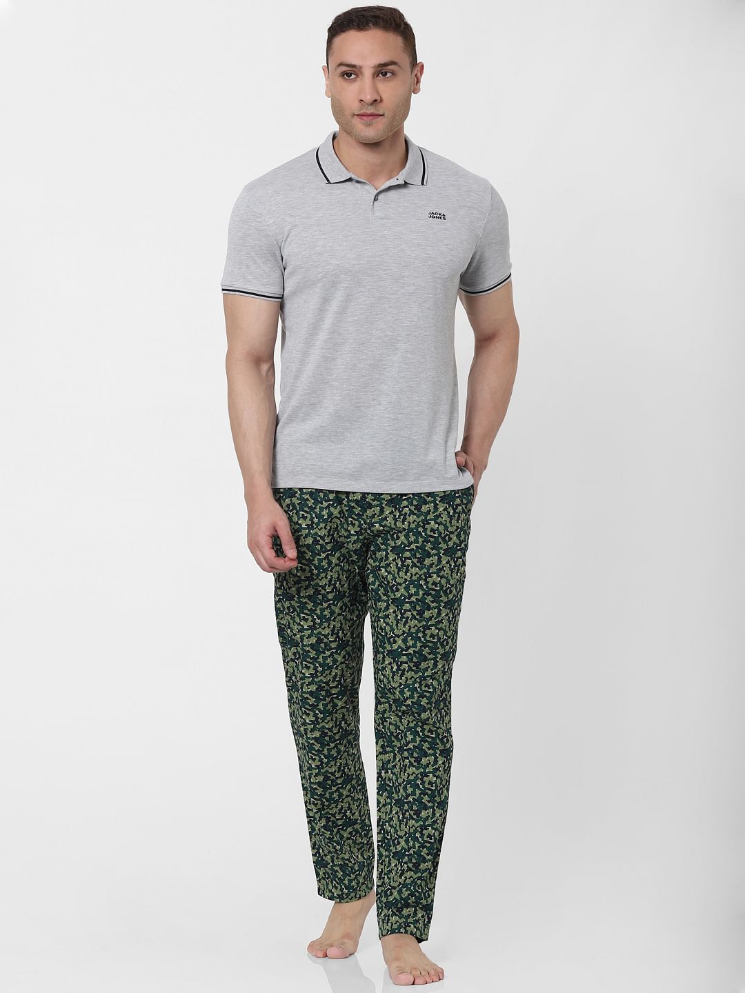 Light Grey Contrast Tipping Polo Neck T-shirt - S