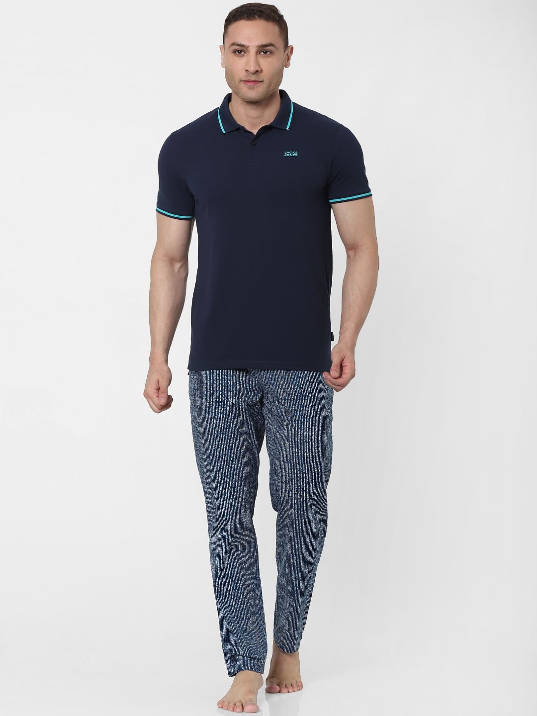 Light Grey Contrast Tipping Polo Neck T-shirt - S