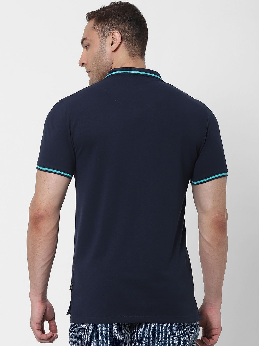 Light Grey Contrast Tipping Polo Neck T-shirt