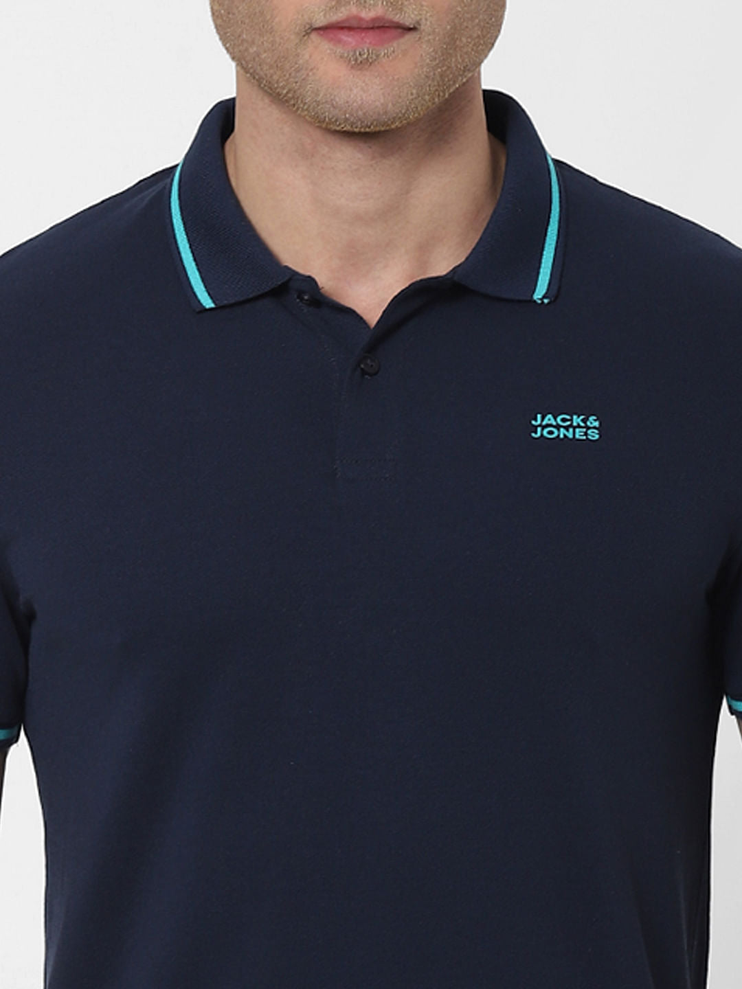 Light Grey Contrast Tipping Polo Neck T-shirt