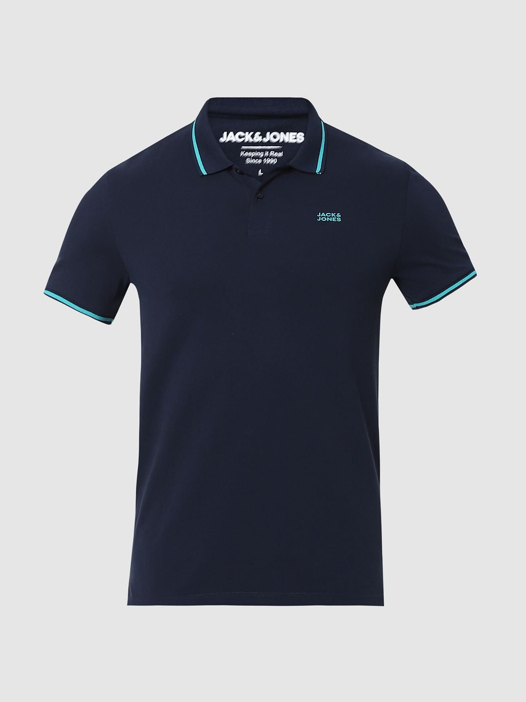 Light Grey Contrast Tipping Polo Neck T-shirt
