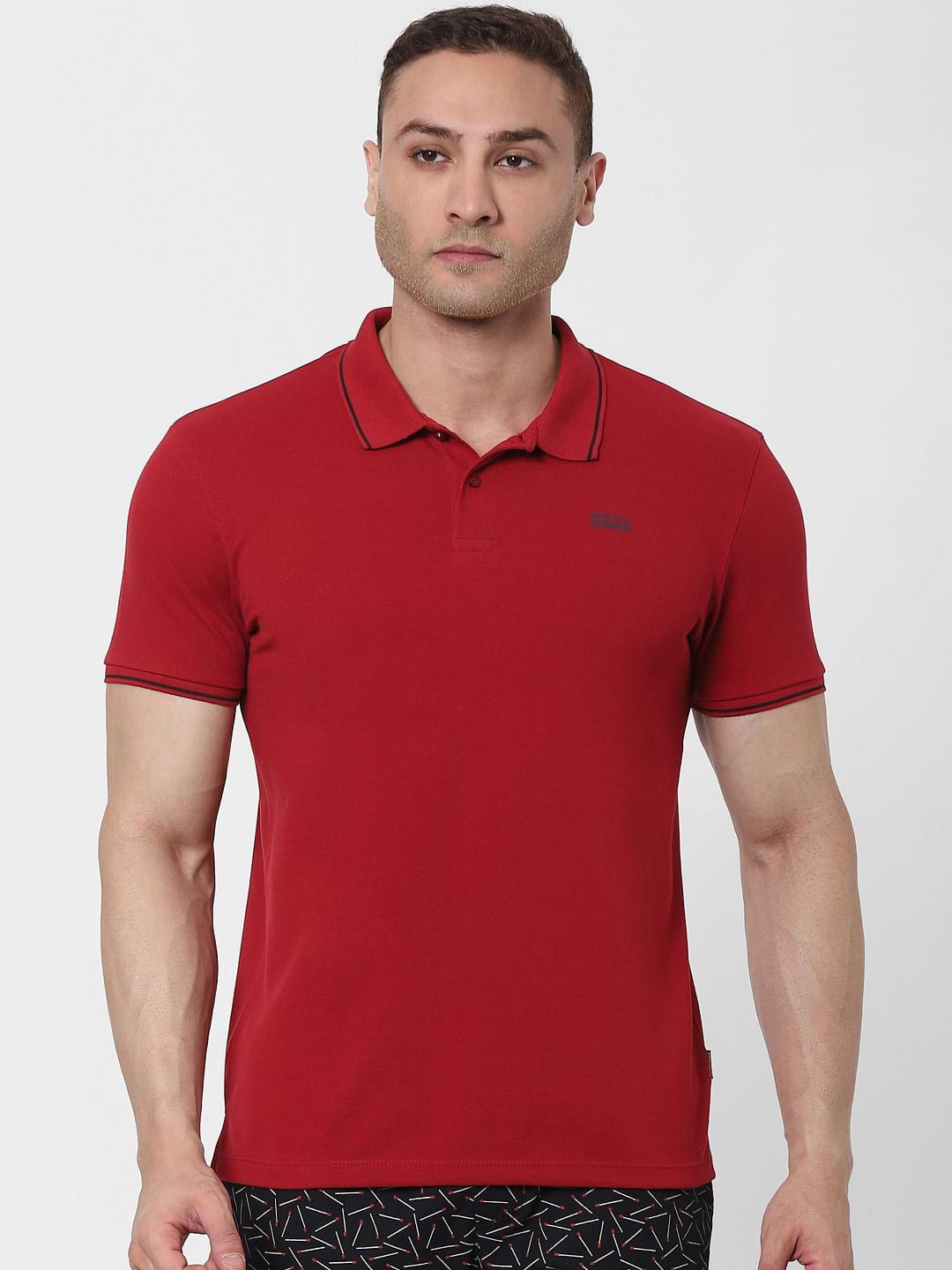 Red Polo Neck T-shirt