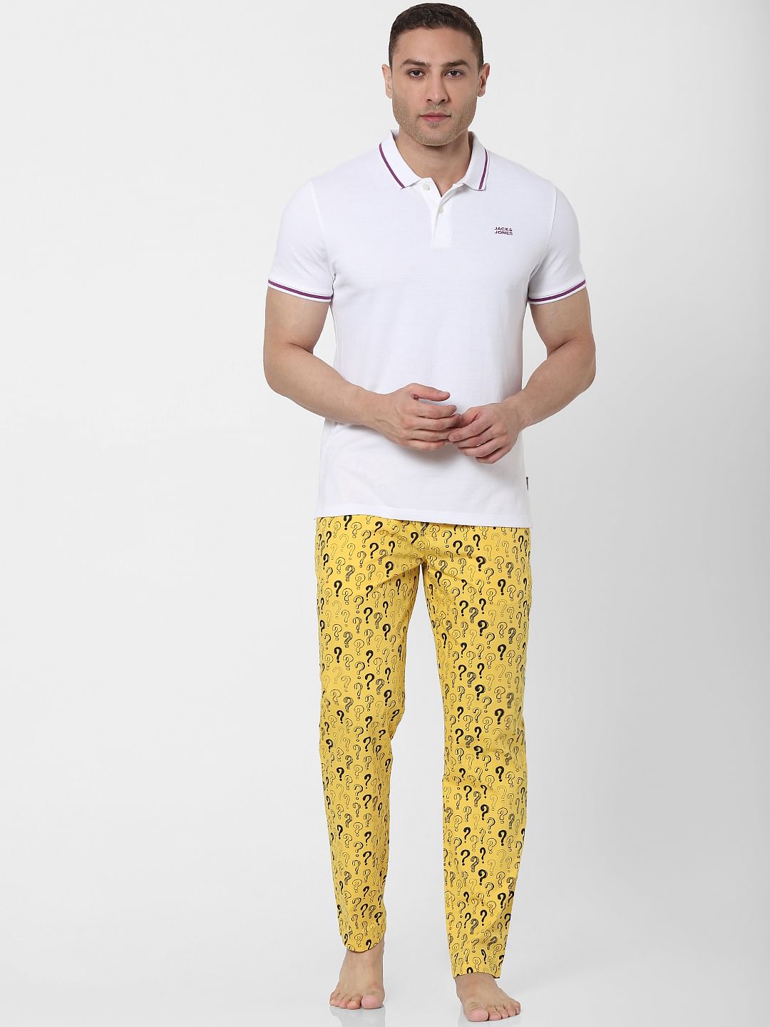 White Contrast Tipping Polo Neck T-shirt - S