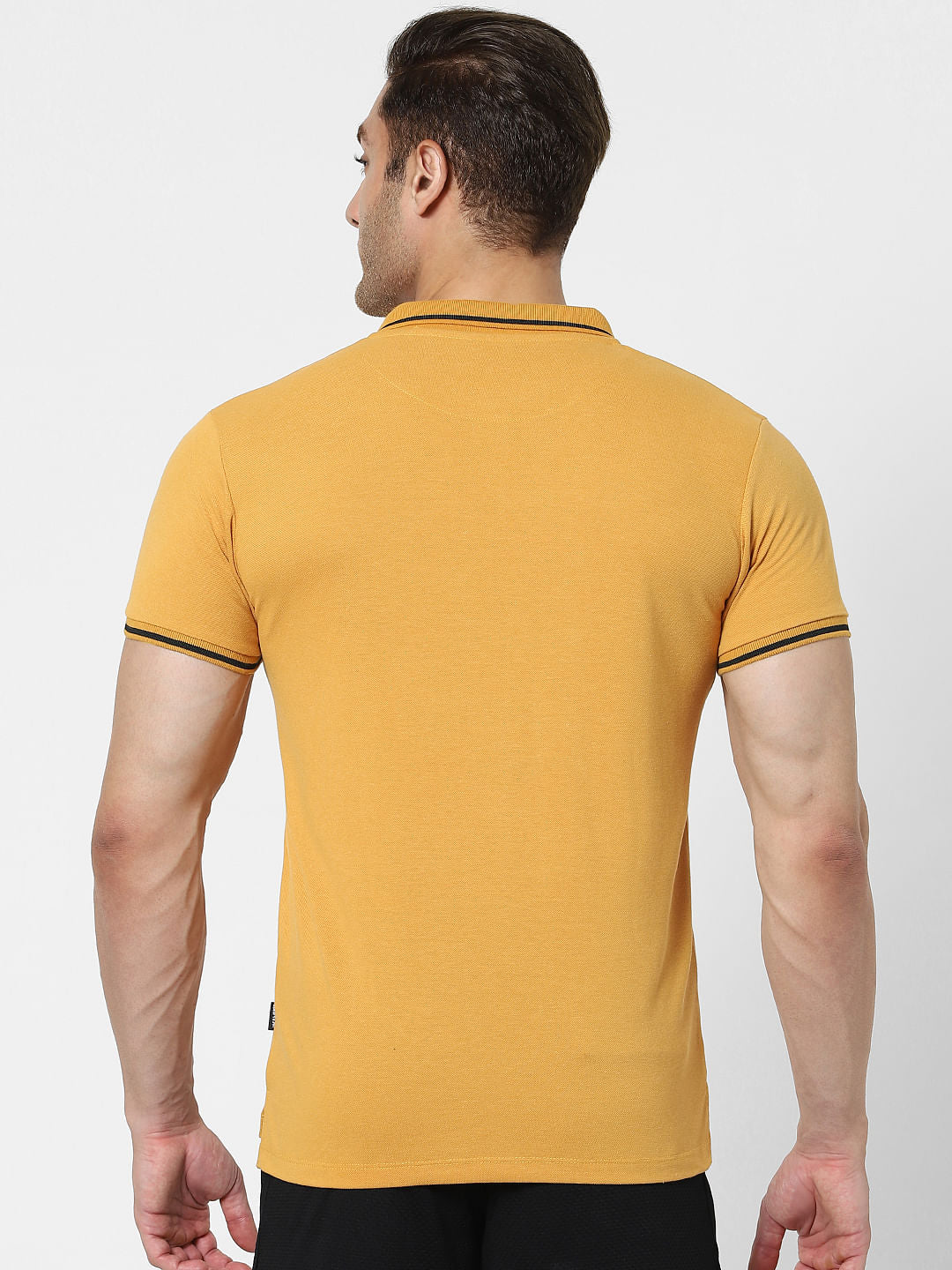Orange Contrast Tipping Polo Neck T-shirt
