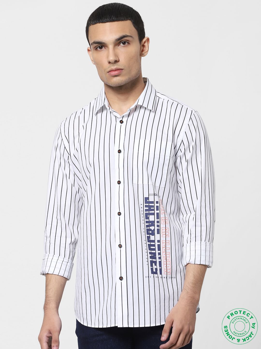 White Striped Full Sleeves Shirt