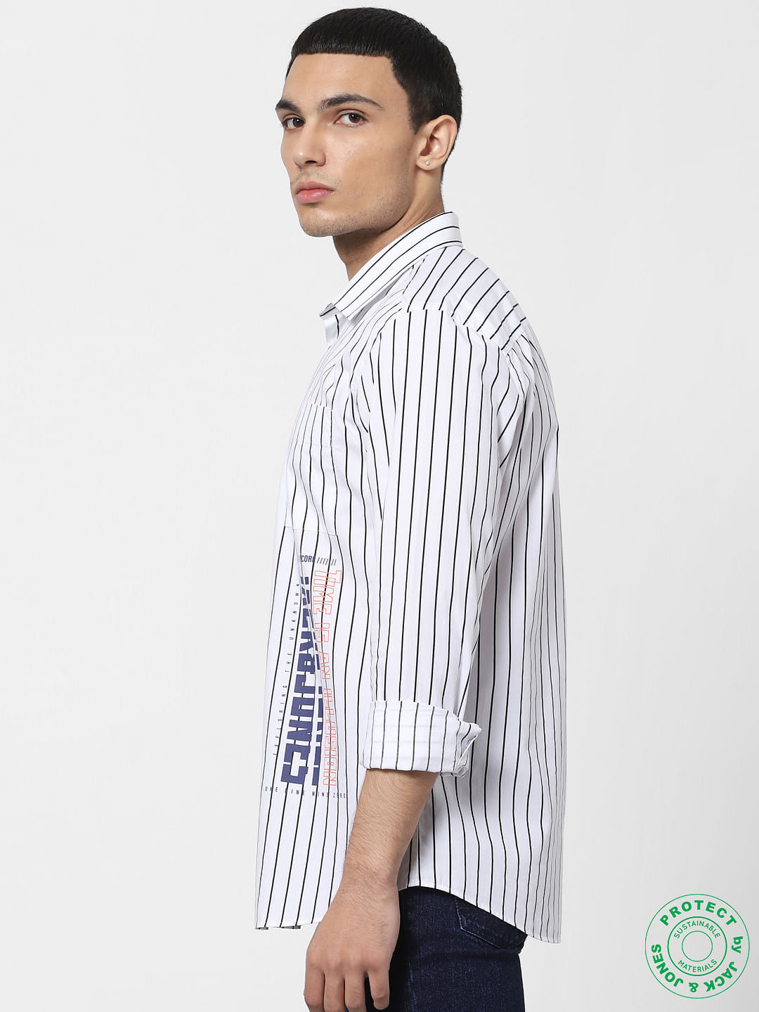 White Striped Full Sleeves Shirt