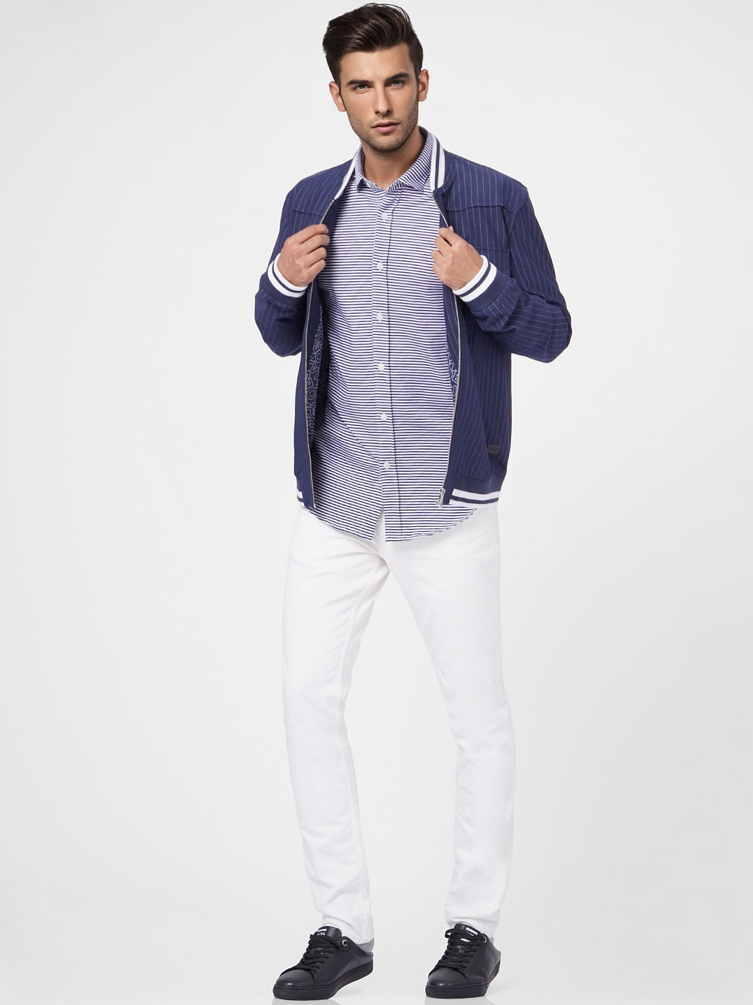 Blue Striped Full Sleeves Shirt