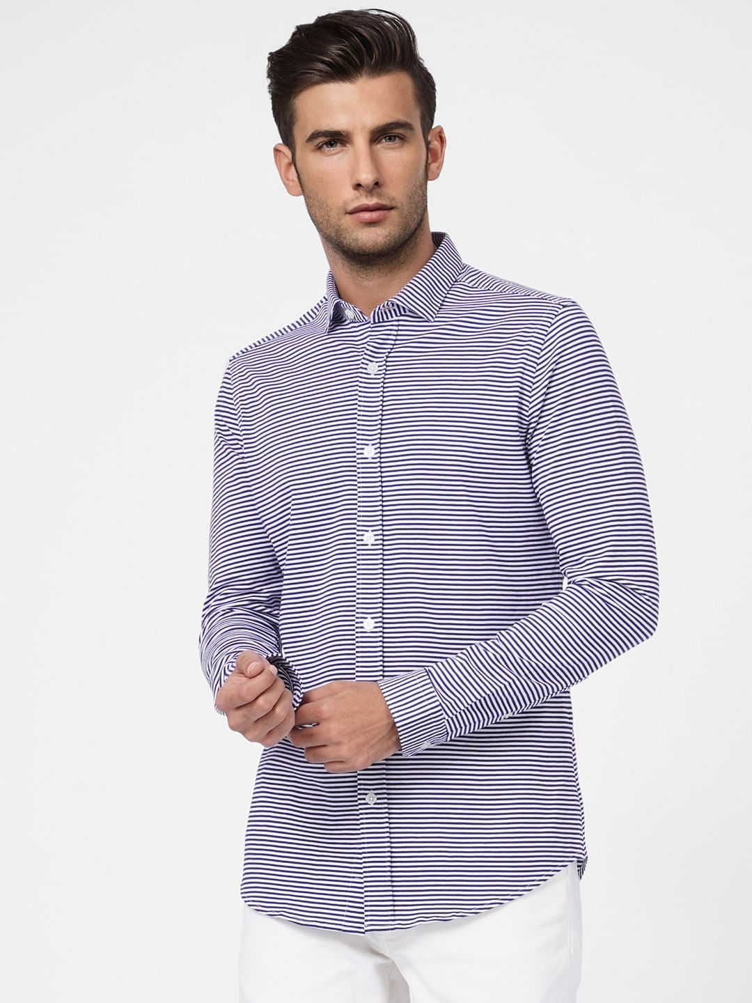 Blue Striped Full Sleeves Shirt