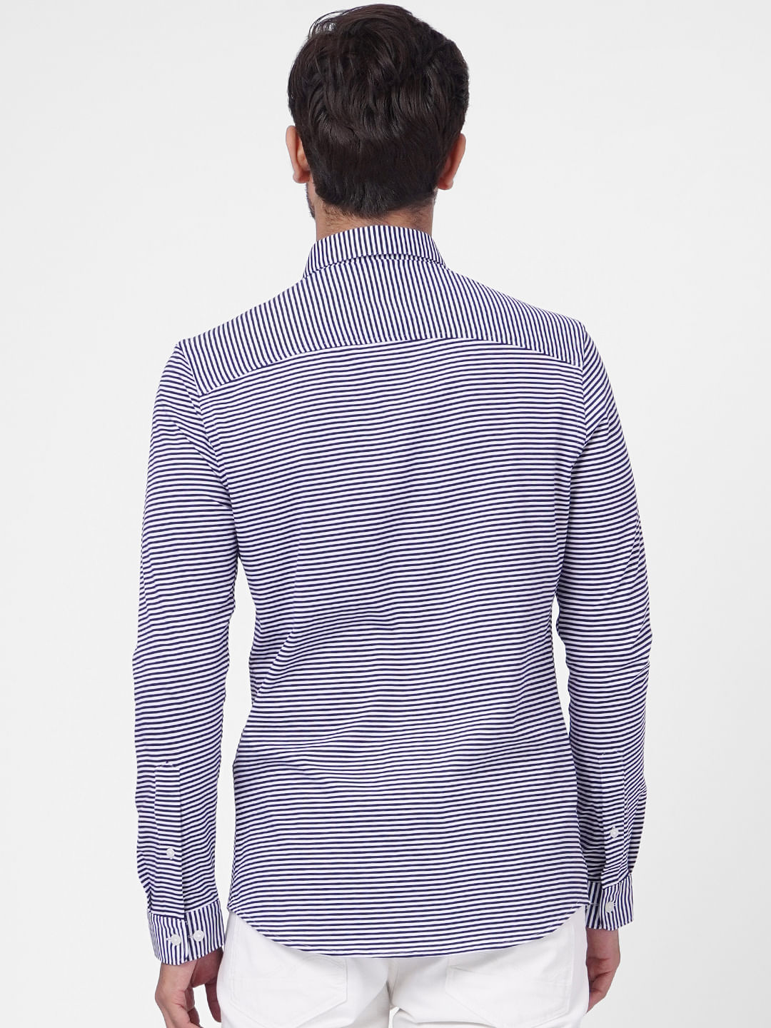 Blue Striped Full Sleeves Shirt