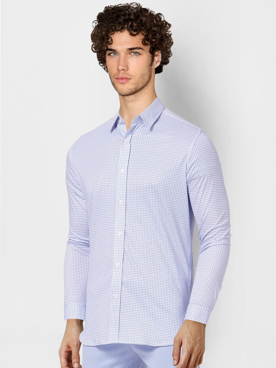Blue Geometric Print Full Sleeves Shirt