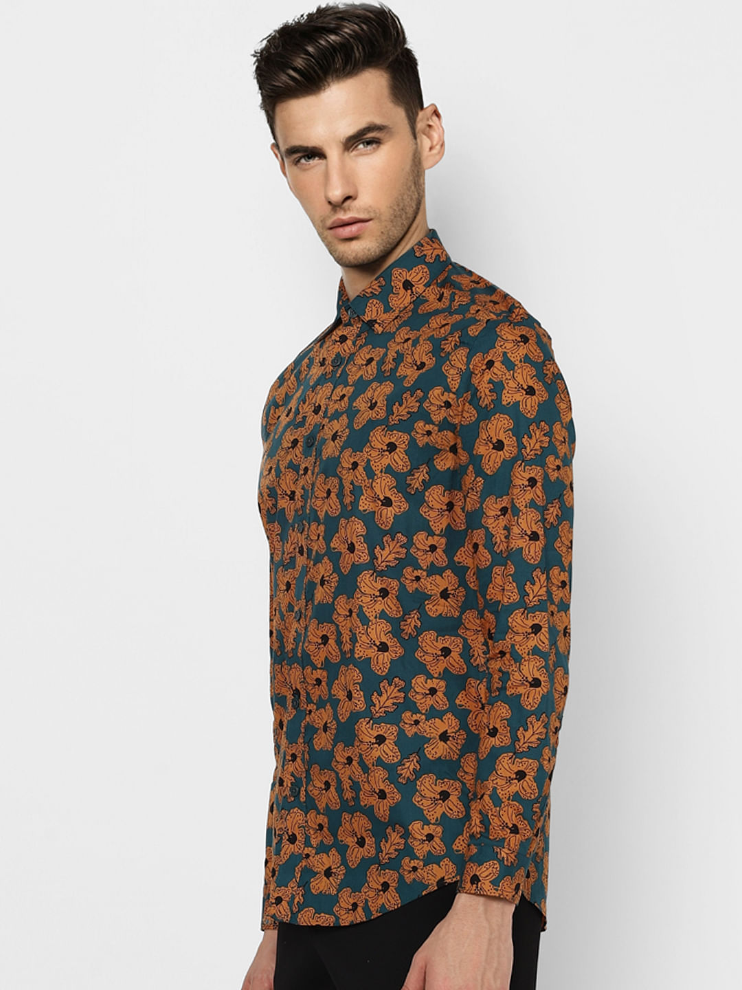 Blue Floral Full Sleeves Shirt