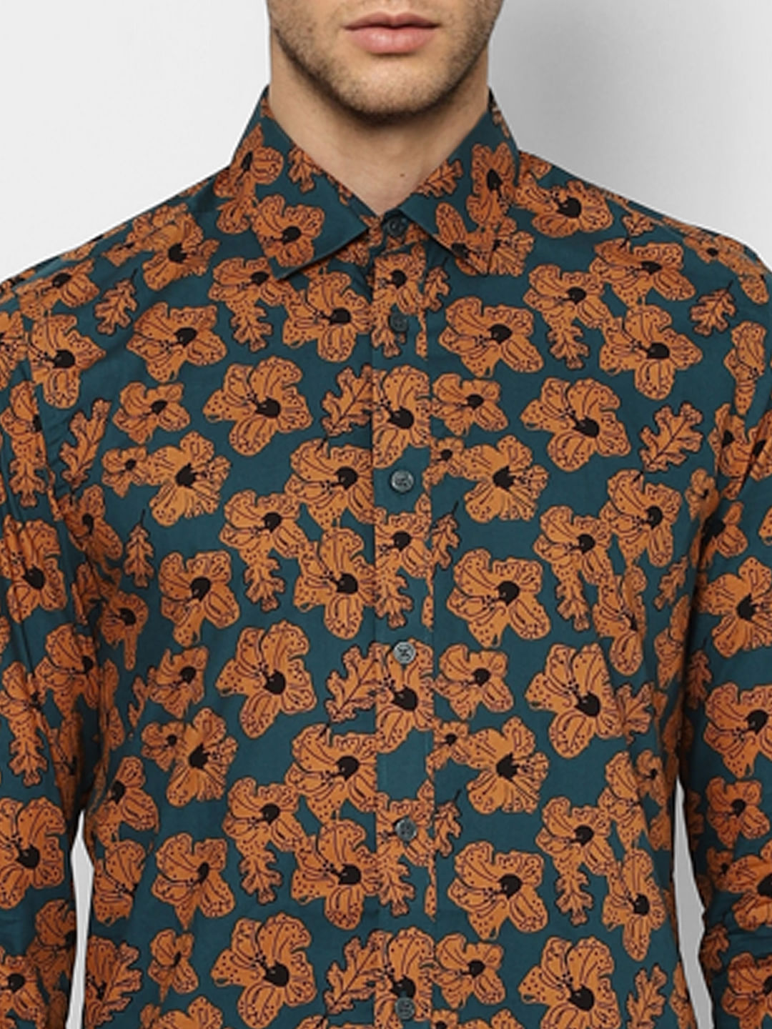 Blue Floral Full Sleeves Shirt