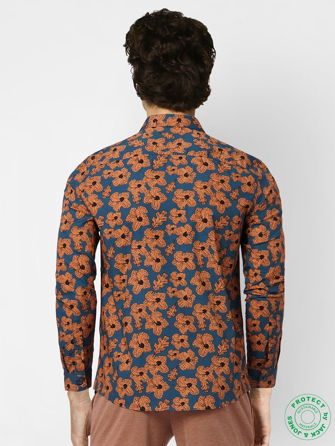 Blue Floral Full Sleeves Shirt