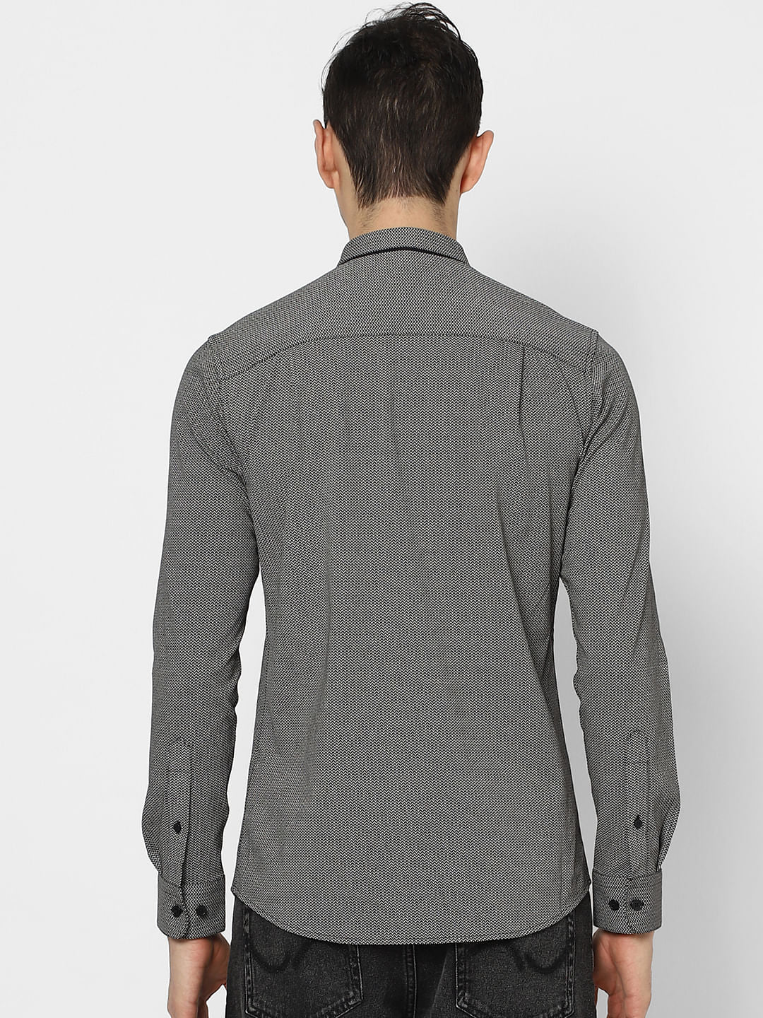 Black Full Sleeves Henley Shirt