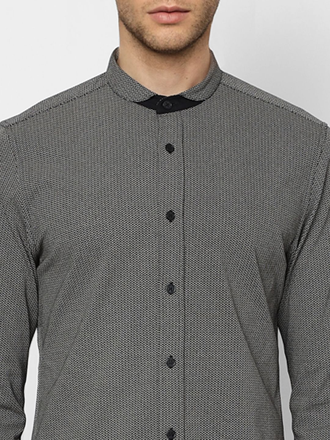 Black Full Sleeves Henley Shirt