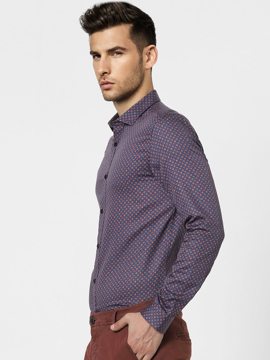 Purple Printed Full Sleeves Shirt