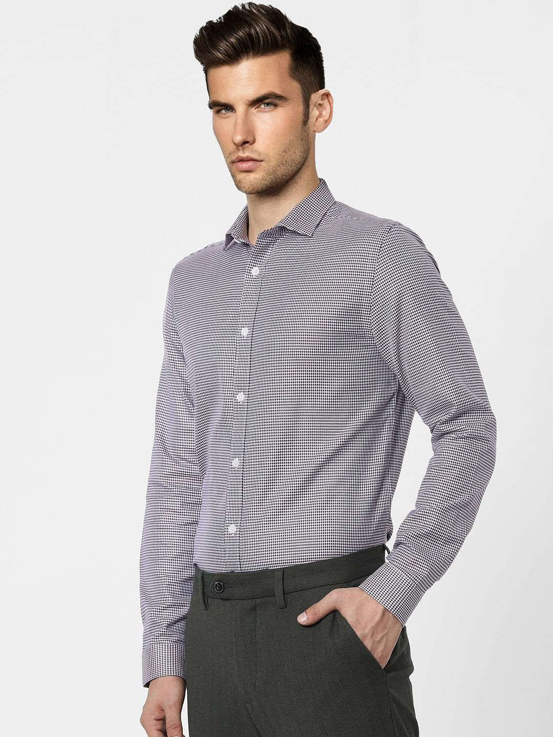 White Printed Full Sleeves Shirt