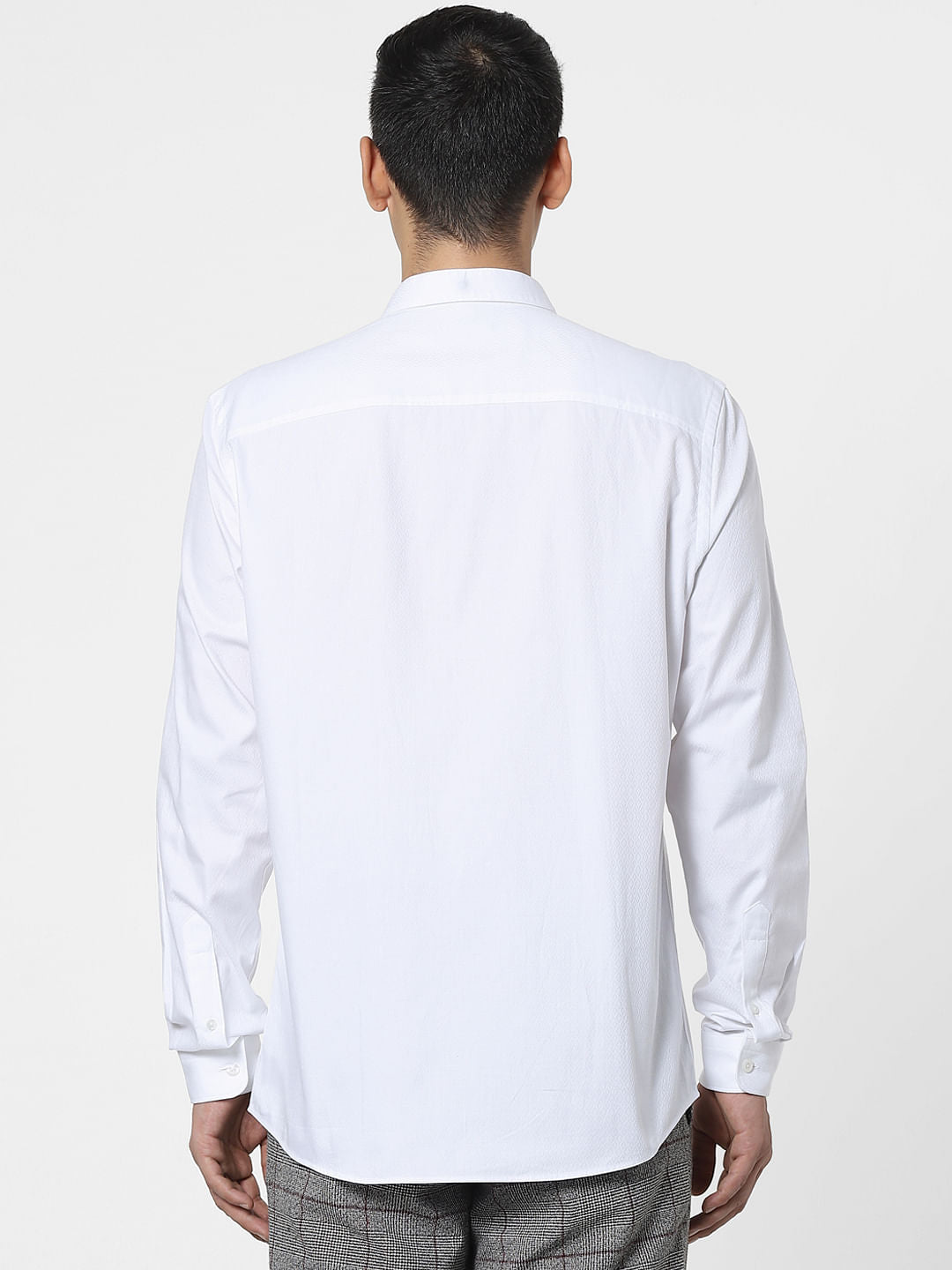 White Detachable Collar Dobby Shirt
