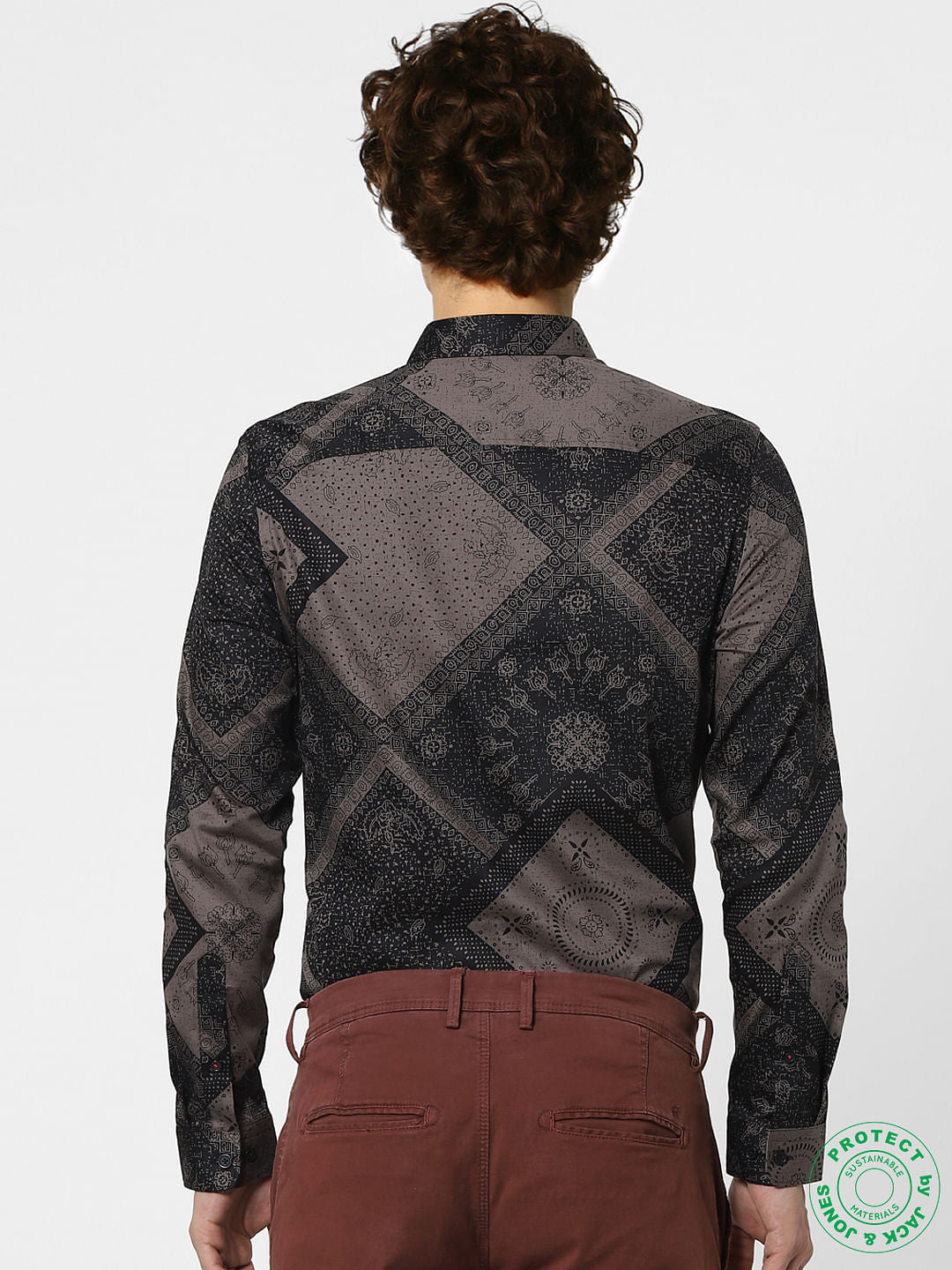 Black Paisley Print Full Sleeves Shirt