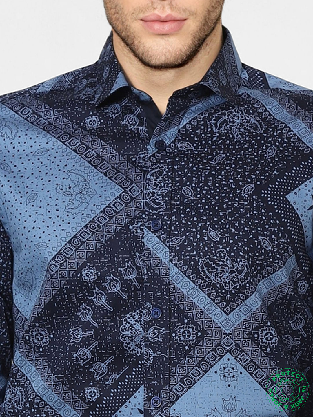 Blue Paisley Print Full Sleeves Shirt