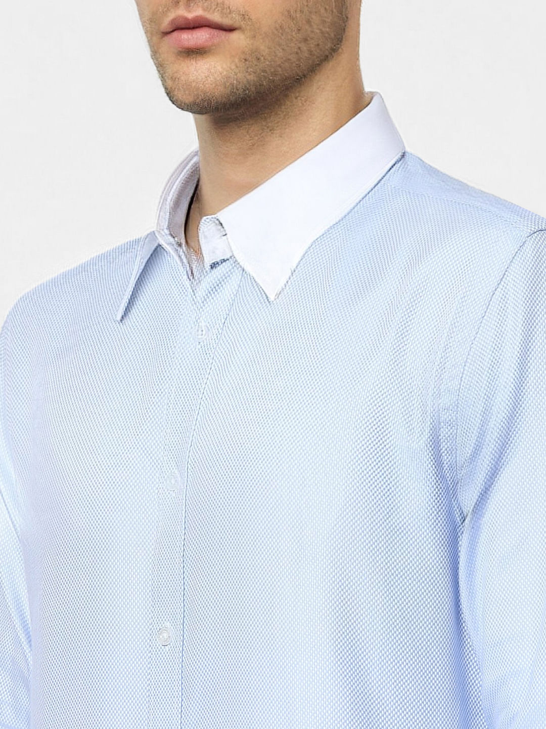 Blue Dobby Full Sleeves Shirt