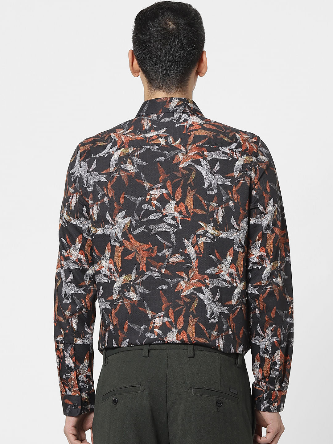 Black Floral Full Sleeves Shirt