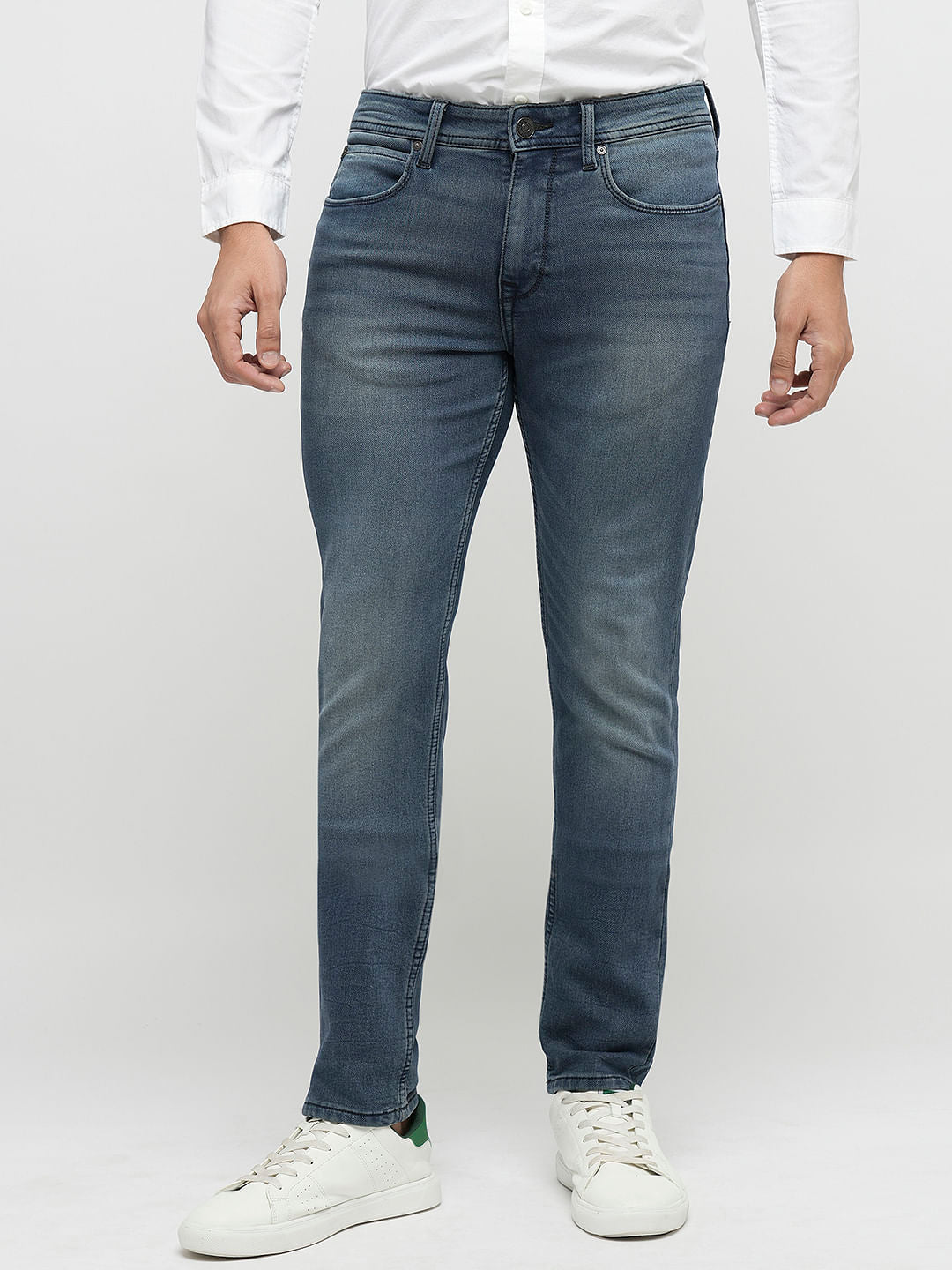 PRODUKT by JACK&JONES Blue Mid Rise Light Washed Slim Jeans