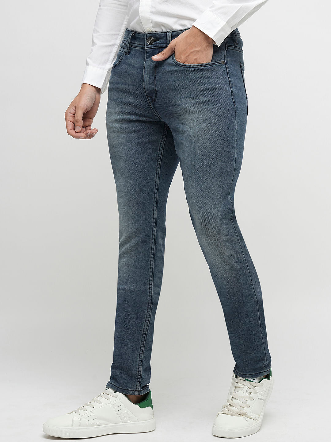 PRODUKT by JACK&JONES Blue Mid Rise Light Washed Slim Jeans