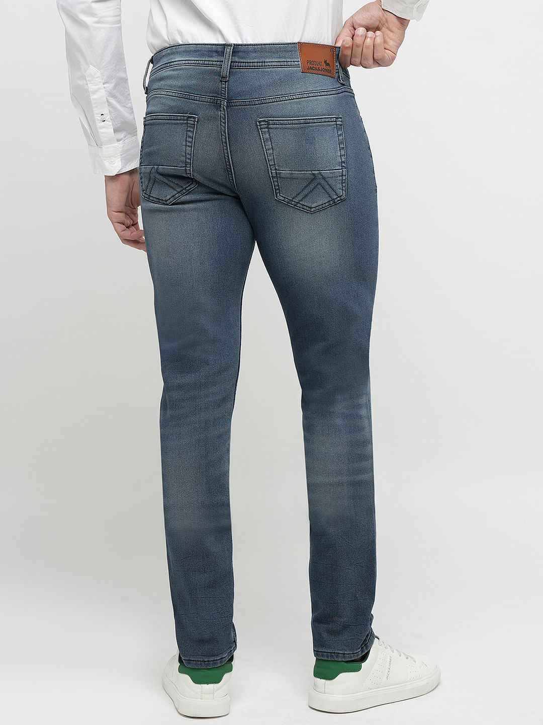 PRODUKT by JACK&JONES Blue Mid Rise Light Washed Slim Jeans