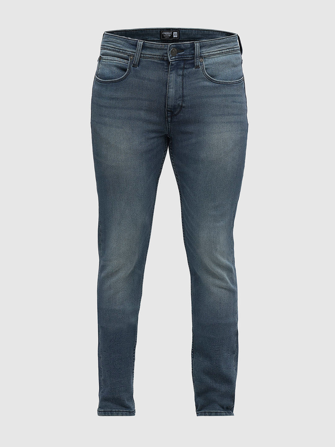 PRODUKT by JACK&JONES Blue Mid Rise Light Washed Slim Jeans