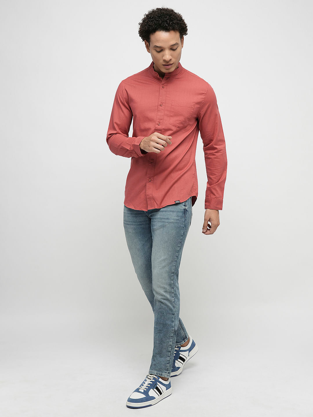 PRODUKT by JACK&JONES Blue Mid Rise Washed Slim Fit Jeans