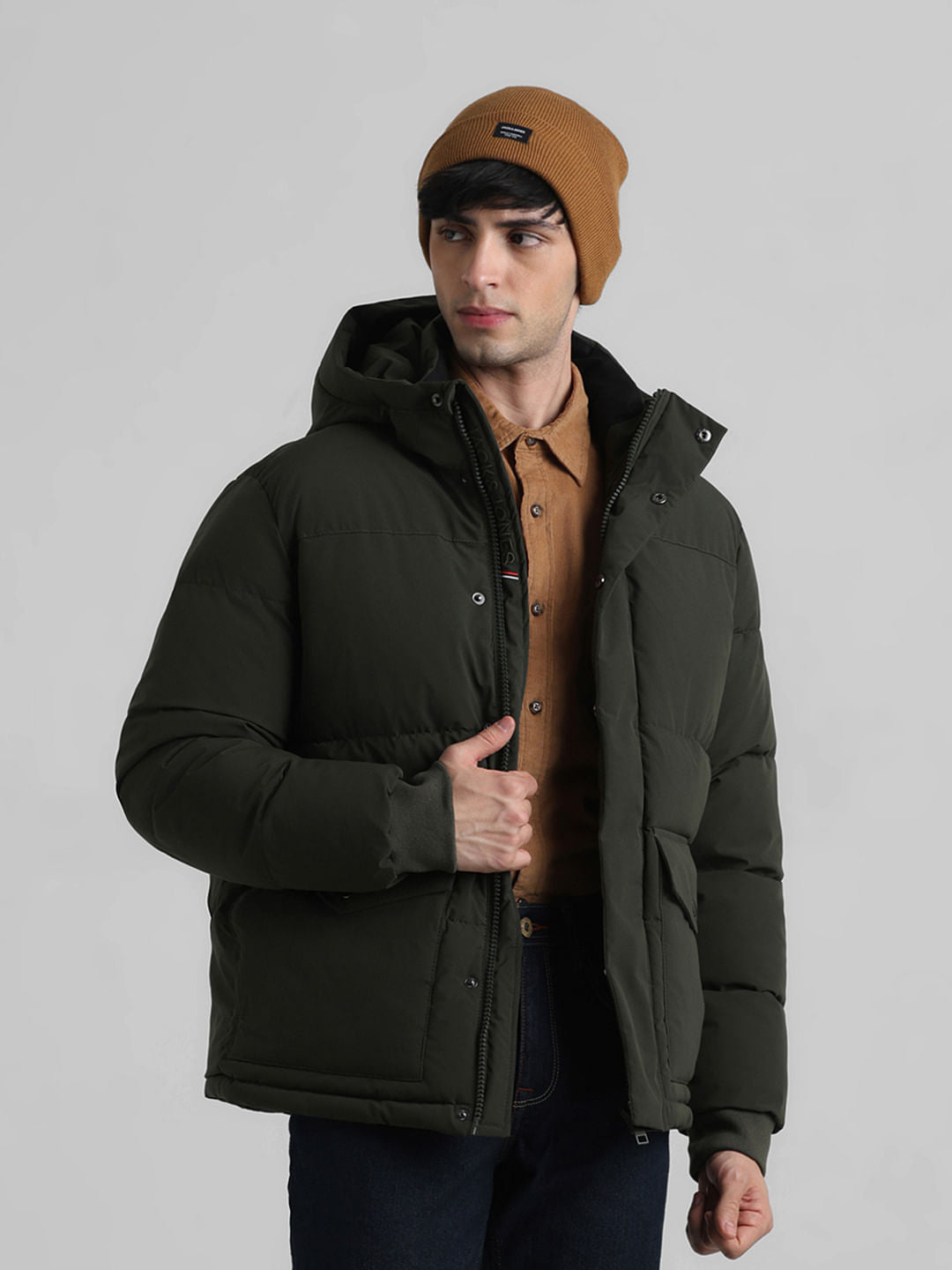 Green Hooded Puffer Jacket - S